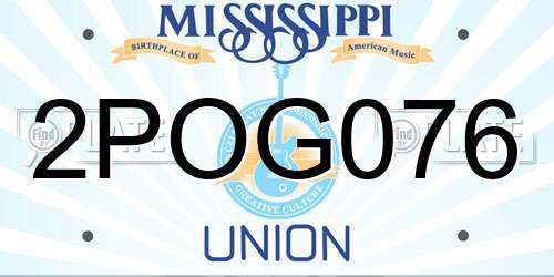 2POG076 Mississippi License Plate