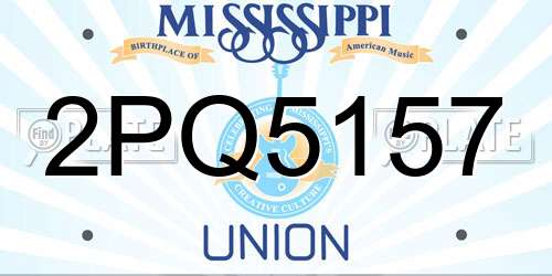 2PQ5157 Mississippi License Plate