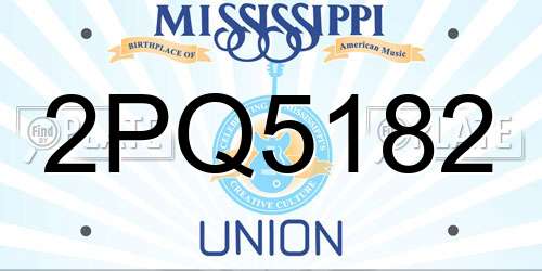 2PQ5182 Mississippi License Plate