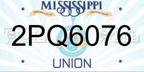 2PQ6076 Mississippi License Plate