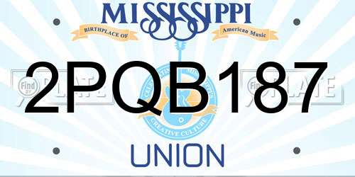 2PQB187 Mississippi License Plate