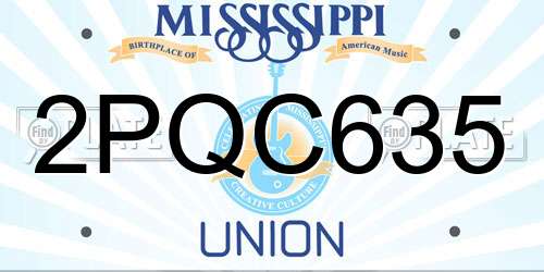 2PQC635 Mississippi License Plate