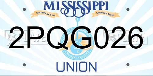 2PQG026 Mississippi License Plate