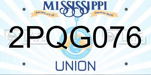 2PQG076 Mississippi License Plate