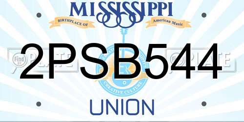 2PSB544 Mississippi License Plate