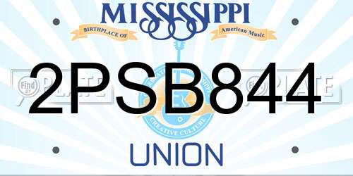 2PSB844 Mississippi License Plate