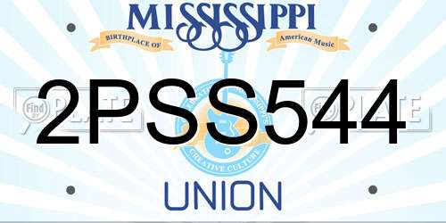 2PSS544 Mississippi License Plate