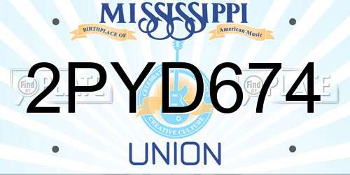 2PYD674 Mississippi License Plate