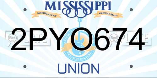 2PYO674 Mississippi License Plate