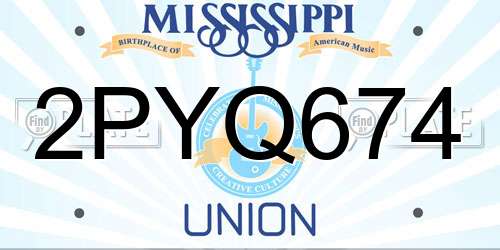 2PYQ674 Mississippi License Plate