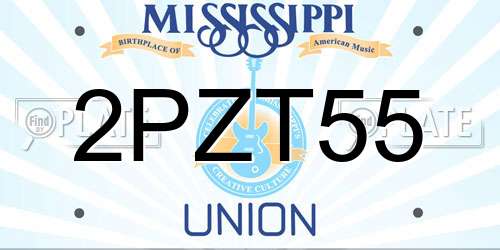 2PZT55 Mississippi License Plate