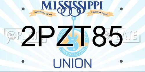 2PZT85 Mississippi License Plate