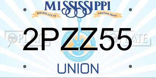 2PZZ55 Mississippi License Plate