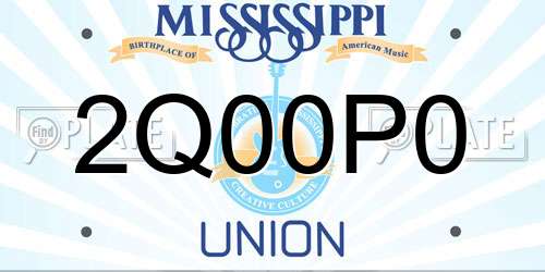2Q00P0 Mississippi License Plate