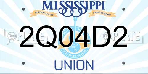2Q04D2 Mississippi License Plate