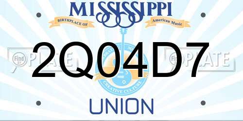 2Q04D7 Mississippi License Plate