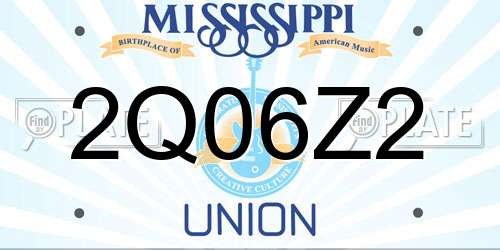 2Q06Z2 Mississippi License Plate