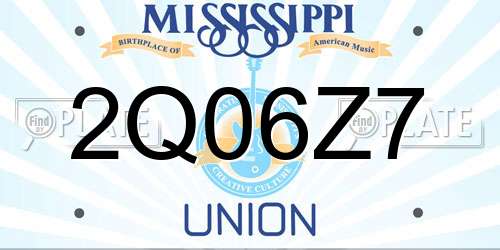 2Q06Z7 Mississippi License Plate
