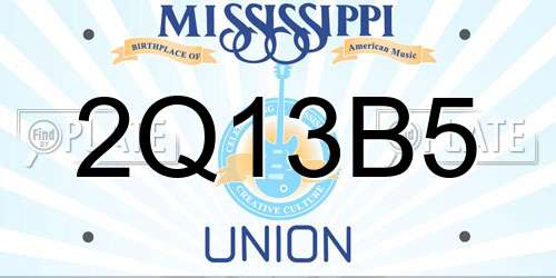 2Q13B5 Mississippi License Plate