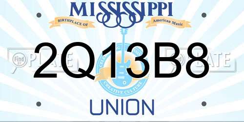 2Q13B8 Mississippi License Plate