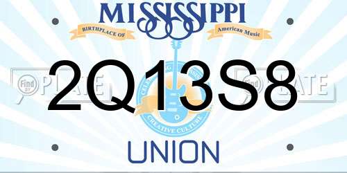 2Q13S8 Mississippi License Plate