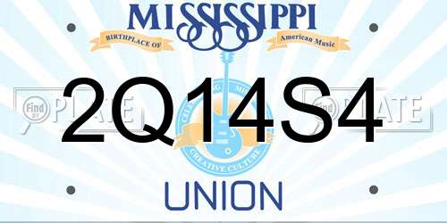 2Q14S4 Mississippi License Plate