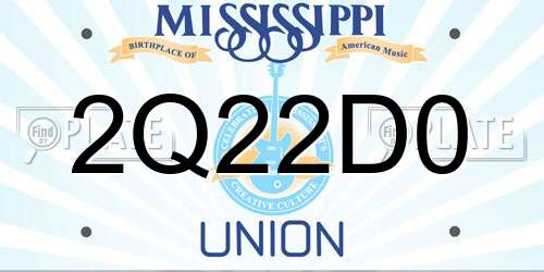2Q22D0 Mississippi License Plate