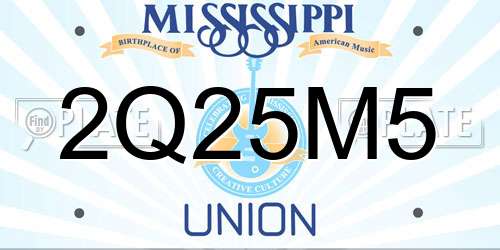 2Q25M5 Mississippi License Plate