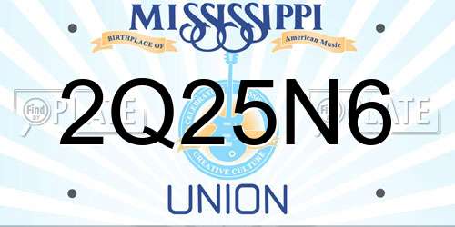 2Q25N6 Mississippi License Plate