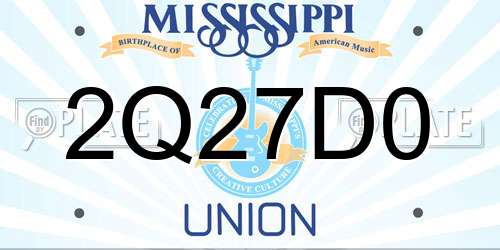 2Q27D0 Mississippi License Plate