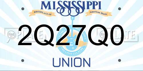 2Q27Q0 Mississippi License Plate