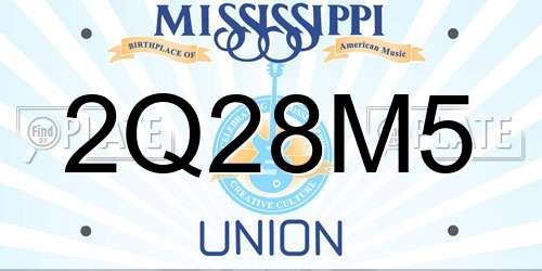 2Q28M5 Mississippi License Plate