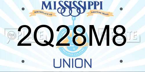 2Q28M8 Mississippi License Plate