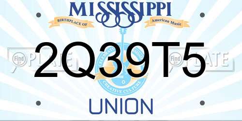 2Q39T5 Mississippi License Plate