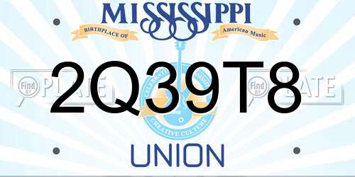 2Q39T8 Mississippi License Plate