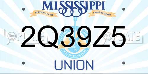 2Q39Z5 Mississippi License Plate