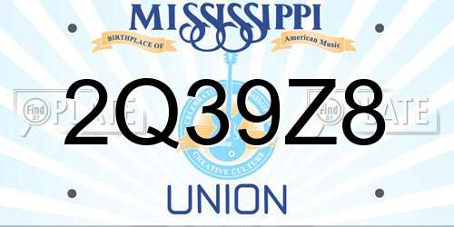 2Q39Z8 Mississippi License Plate