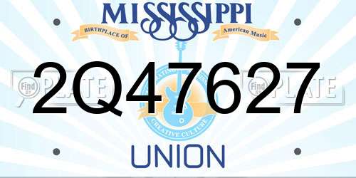 2Q47627 Mississippi License Plate