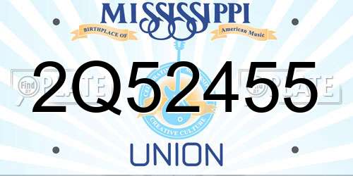 2Q52455 Mississippi License Plate