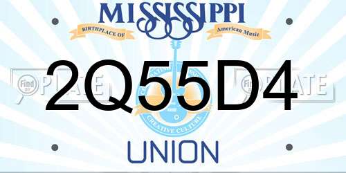 2Q55D4 Mississippi License Plate