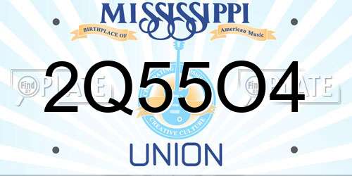 2Q55O4 Mississippi License Plate