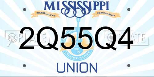2Q55Q4 Mississippi License Plate