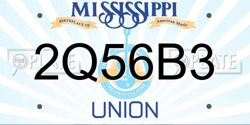 2Q56B3 Mississippi License Plate