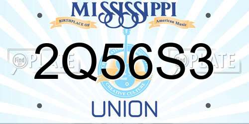 2Q56S3 Mississippi License Plate