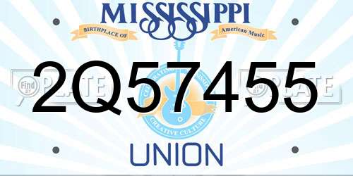 2Q57455 Mississippi License Plate