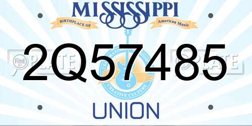 2Q57485 Mississippi License Plate