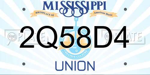 2Q58D4 Mississippi License Plate