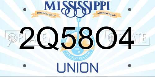 2Q58O4 Mississippi License Plate