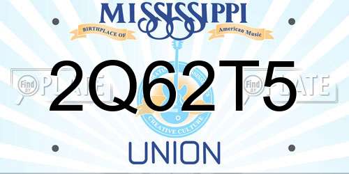 2Q62T5 Mississippi License Plate