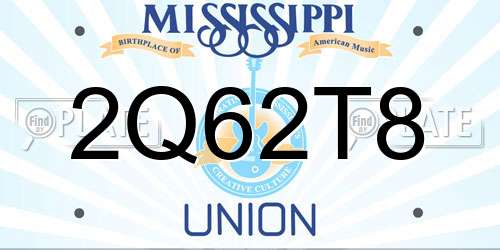 2Q62T8 Mississippi License Plate